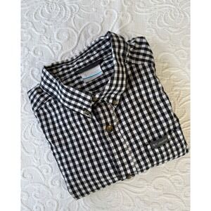 Columbia Mens Rapid Rivers II Long Sleeve Shirt Black White Gingham Check Medium